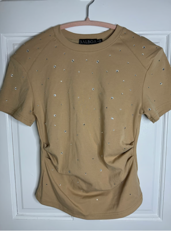 Nude Rhinestone Tee