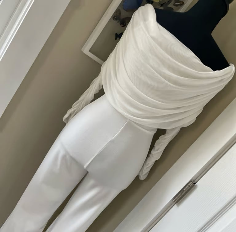 Bride To Be White Off-The-Shoulder Jumpsuit