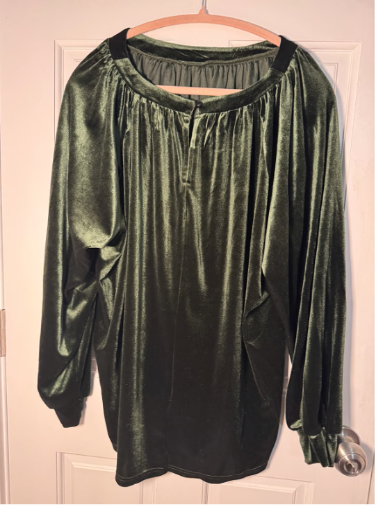 Christmas At Home Dark Green Velvet Blouse