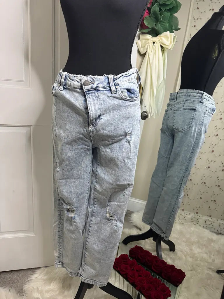Kendall + Kylie The Iconic High Rise Straight Light Wash Jeans (Size 9/29)