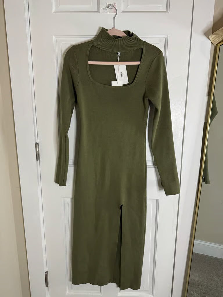 May I Help You Olive Green Dress