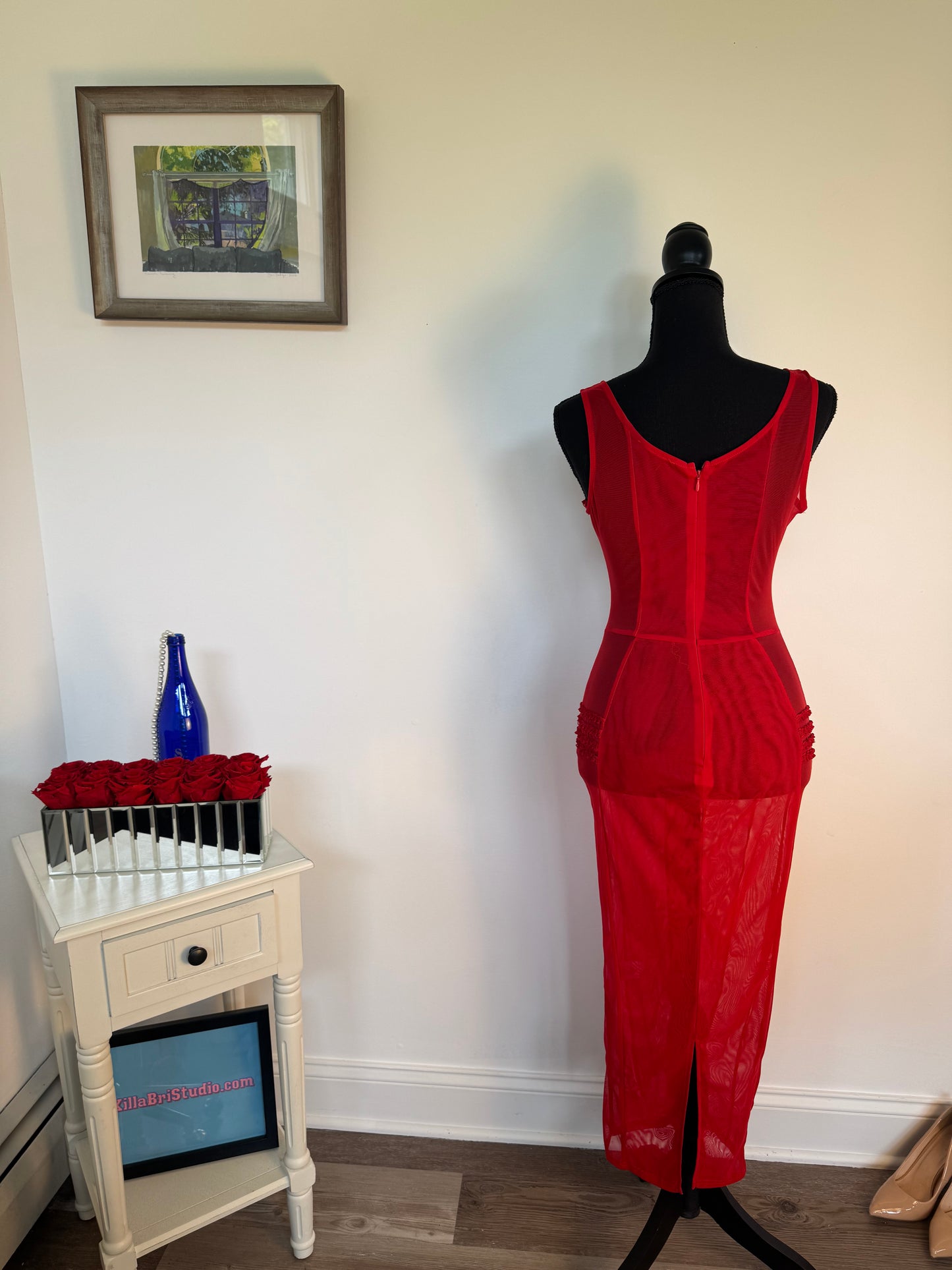 Scarlett Mesh Midi Dress (Size Medium)