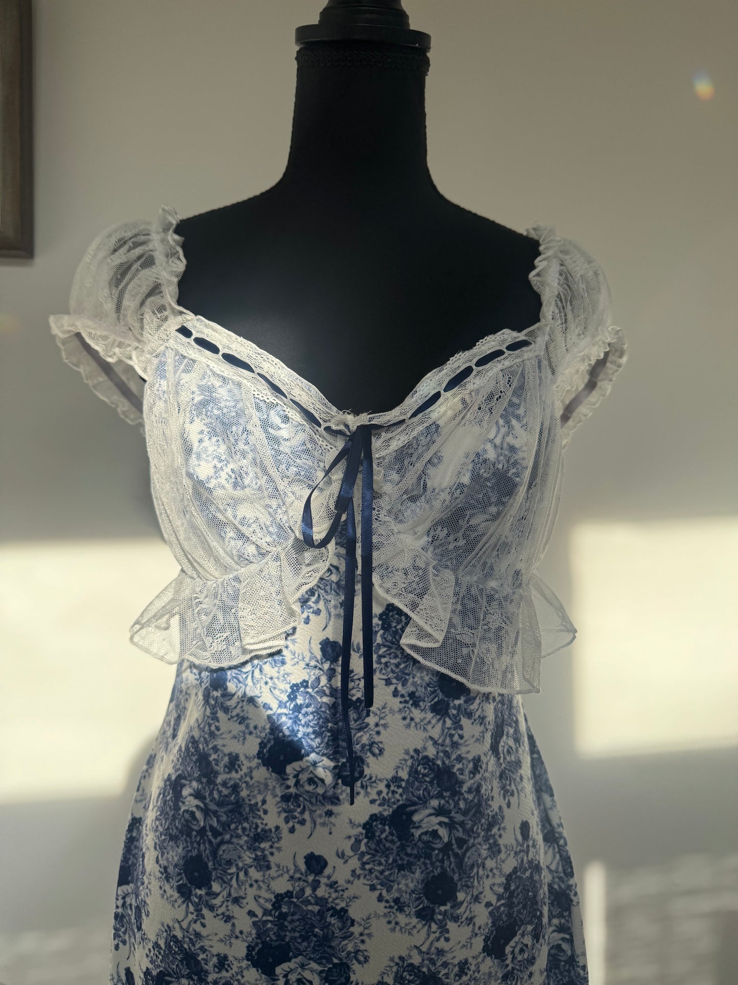 Summer Romance Blue Floral Lace Dress