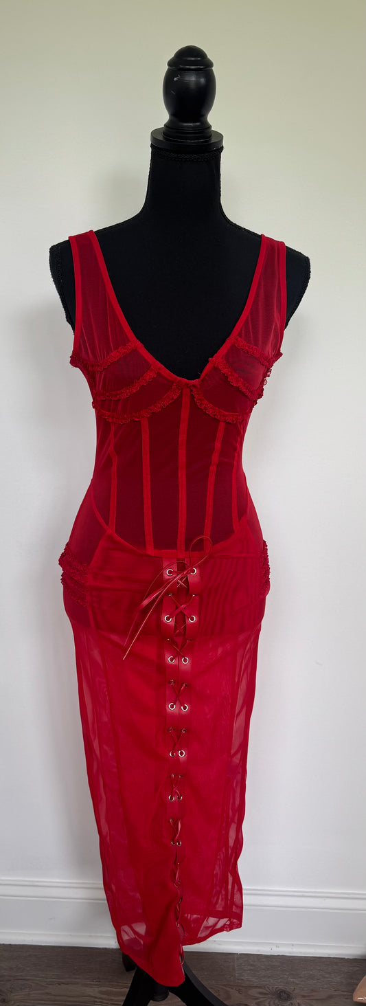 Scarlett Mesh Midi Dress (Size Medium)