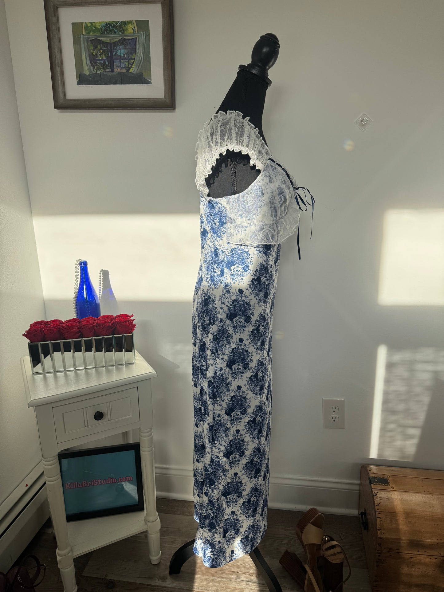 Summer Romance Blue Floral Lace Dress