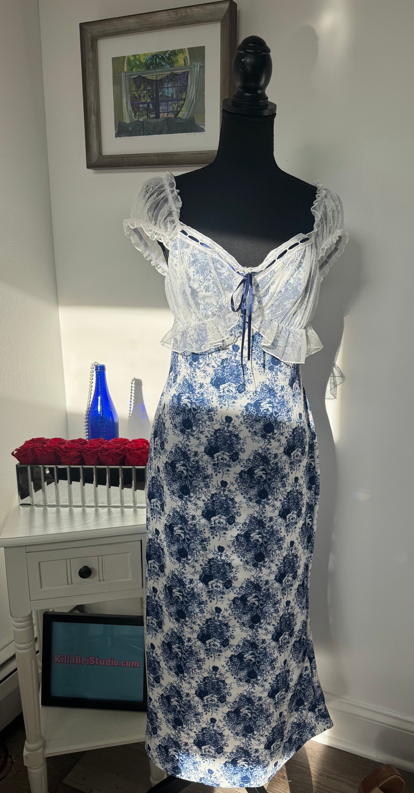 Summer Romance Blue Floral Lace Dress