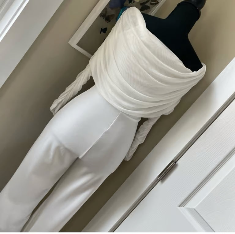 Bride To Be White Off-The-Shoulder Jumpsuit