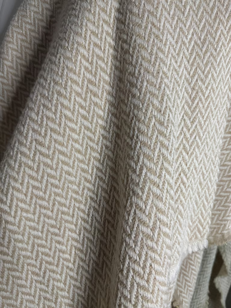 Cold Day in the Office Cream and Metallic Gold Poncho