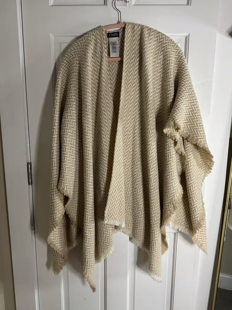 Cold Day in the Office Cream and Metallic Gold Poncho