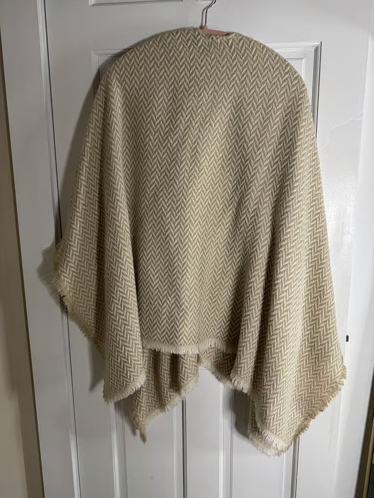 Cold Day in the Office Cream and Metallic Gold Poncho