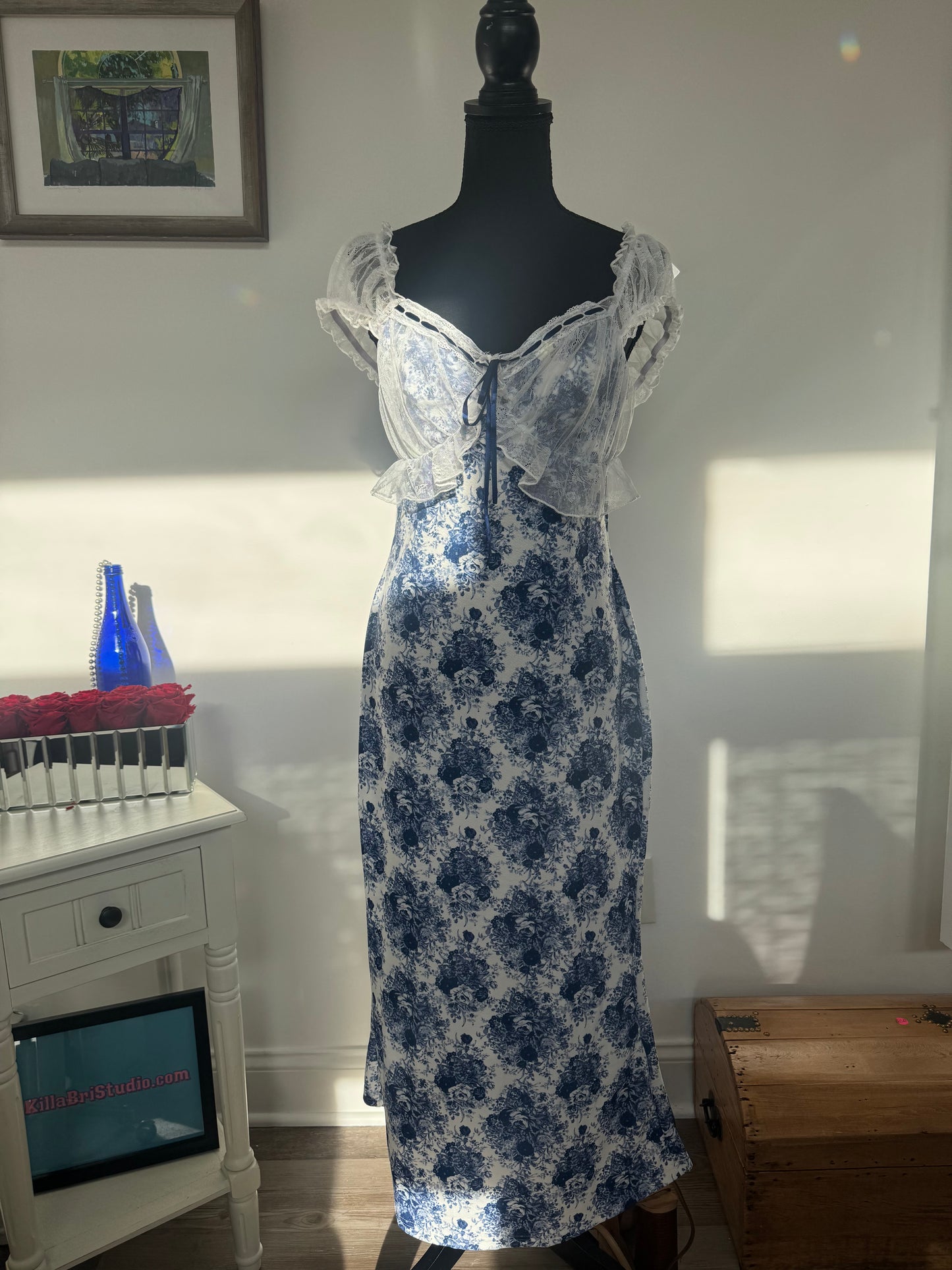 Summer Romance Blue Floral Lace Dress