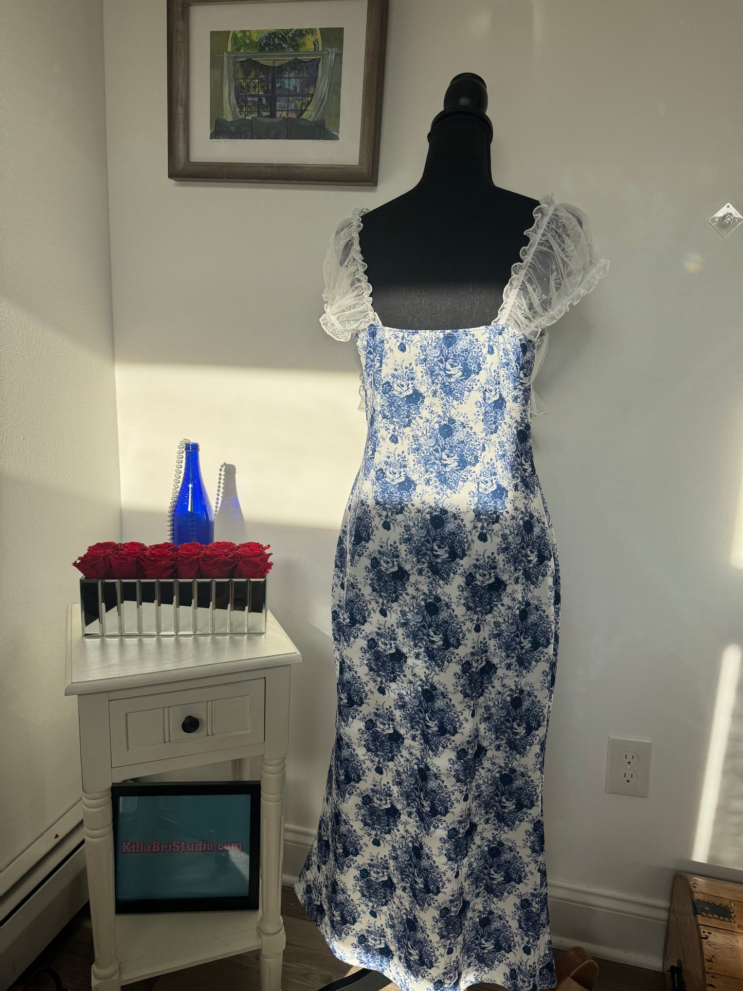 Summer Romance Blue Floral Lace Dress