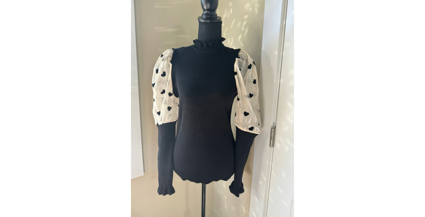 Heart On My Sleeve Ruffle Turtleneck Top 2XL