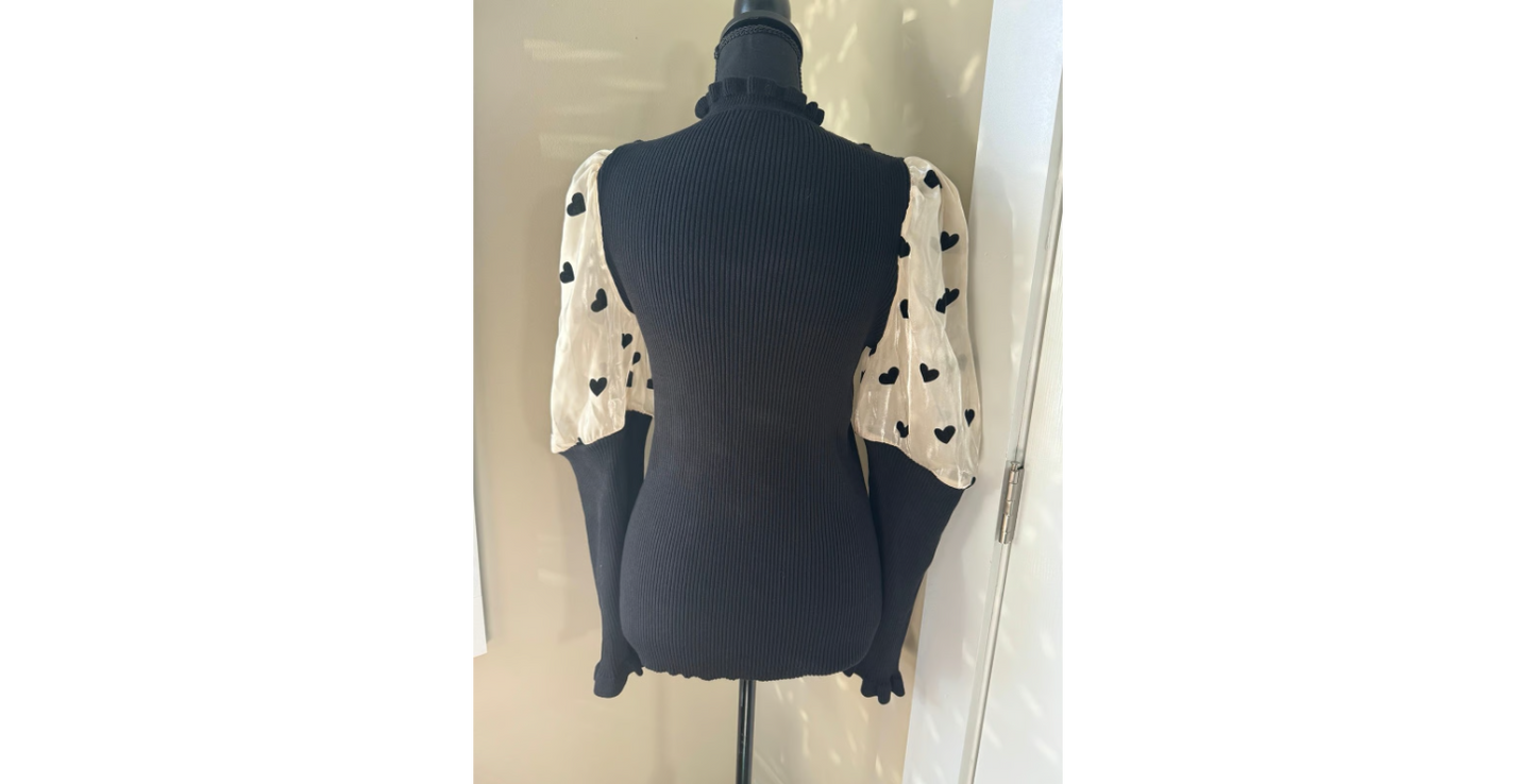 Heart On My Sleeve Ruffle Turtleneck Top 2XL