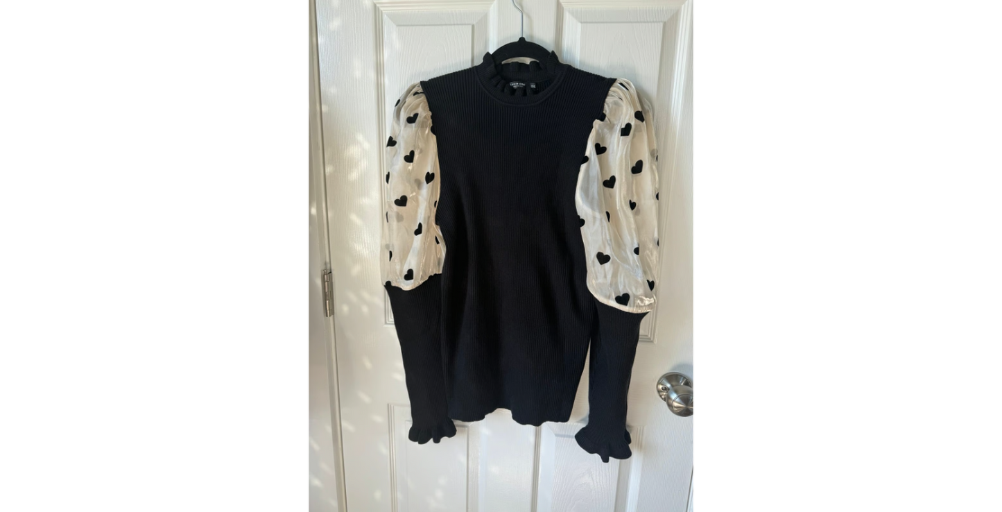 Heart On My Sleeve Ruffle Turtleneck Top 2XL