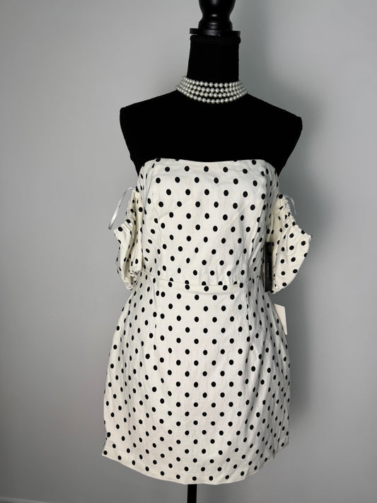 She's a Beauty Off Shoulder Polka Dot Mini Dress
