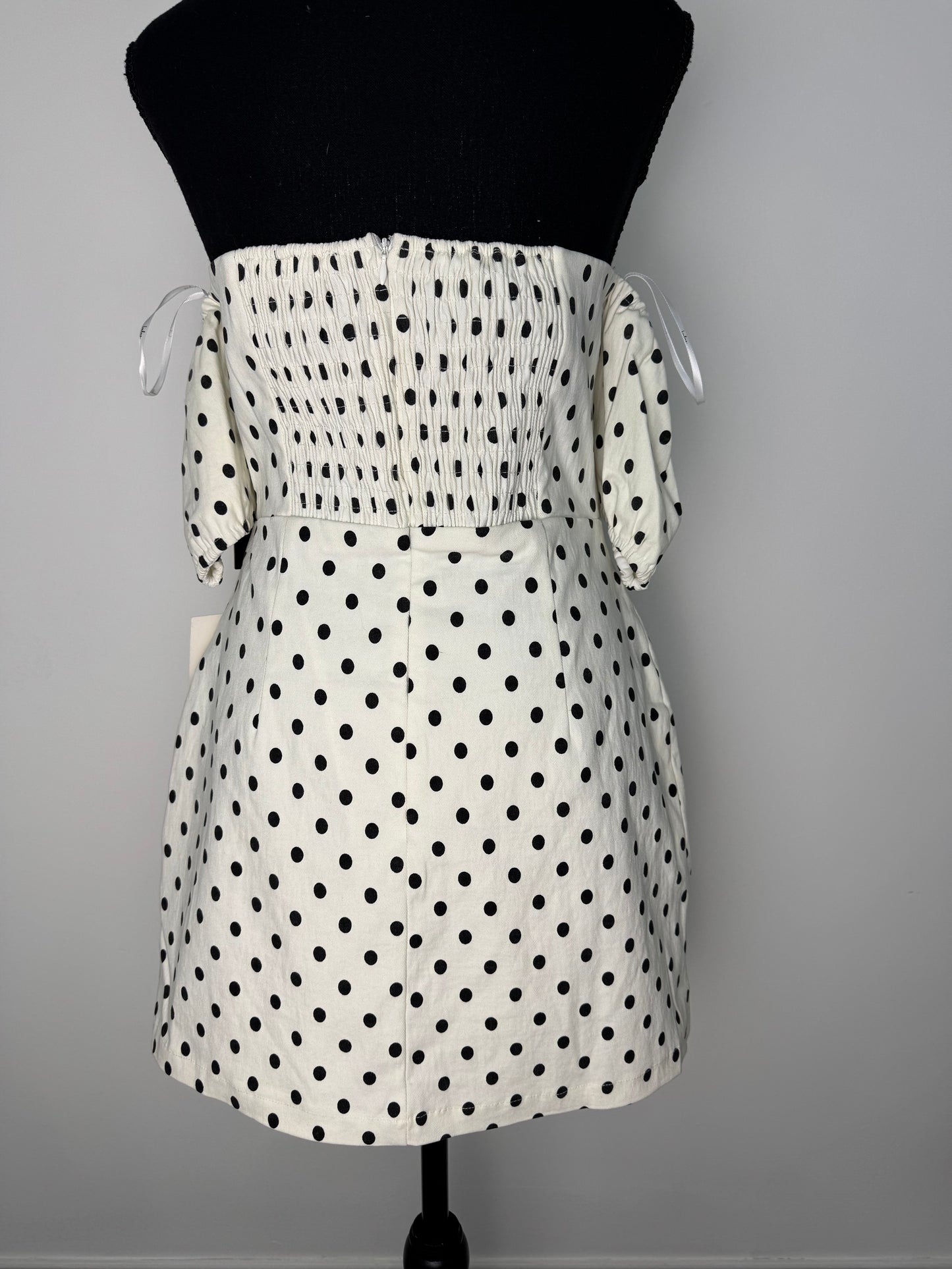 She's a Beauty Off Shoulder Polka Dot Mini Dress
