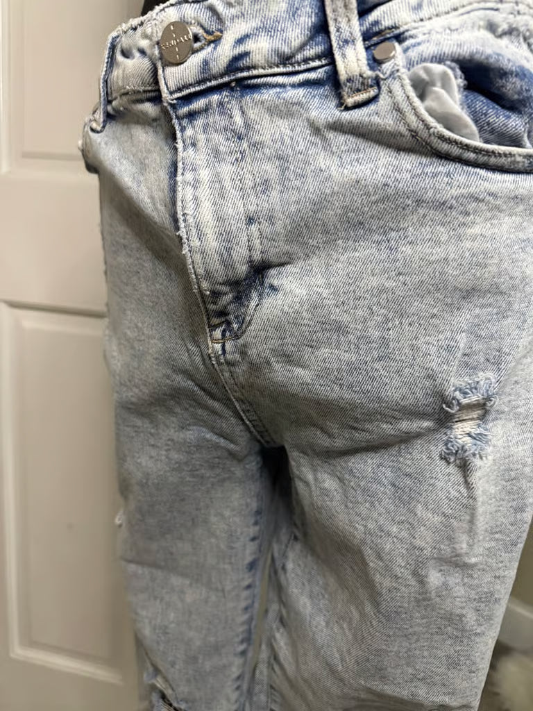 Kendall + Kylie The Iconic High Rise Straight Light Wash Jeans (Size 9/29)