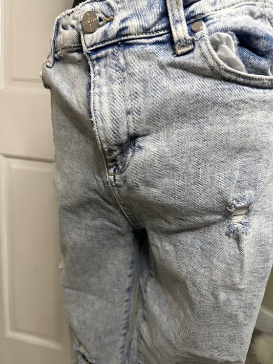 Kendall + Kylie The Iconic High Rise Straight Light Wash Jeans (Size 9/29)