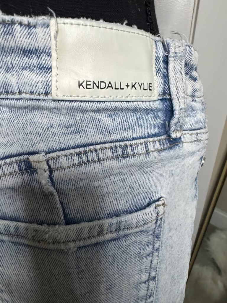 Kendall + Kylie The Iconic High Rise Straight Light Wash Jeans (Size 9/29)