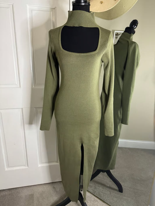 May I Help You Olive Green Dress