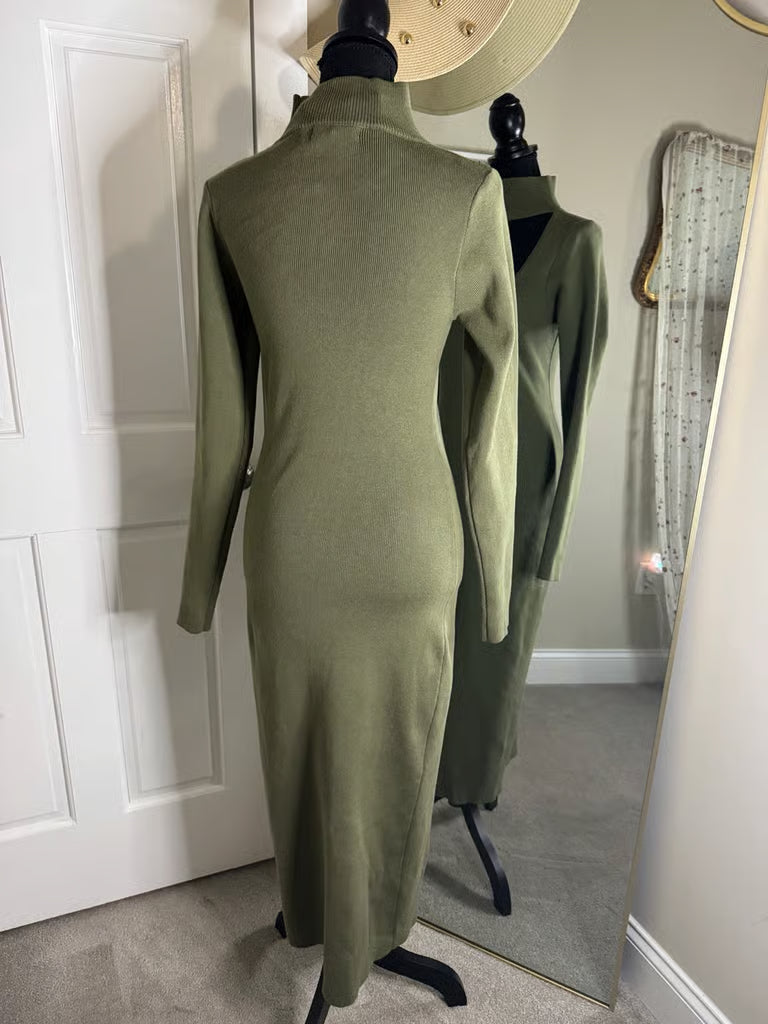 May I Help You Olive Green Dress