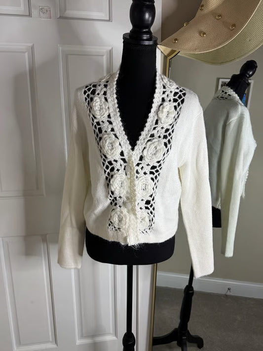 Mimi's Favorite Off-White Crochet Top (Size Large)