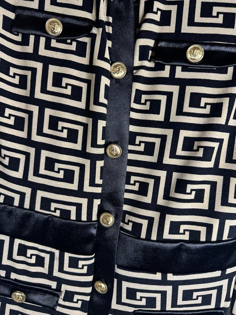 Old Money Black & Gold Long Sleeve Jumpsuit (Size Large)