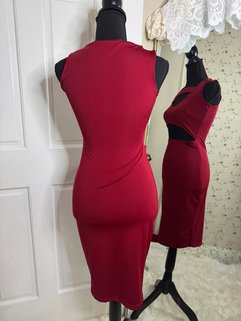 Seductive Lady Midi Cut Out Midi Dress (Size Small)