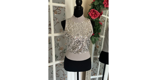 Celebrating You Chrome Silver Sequin Sweater Vest