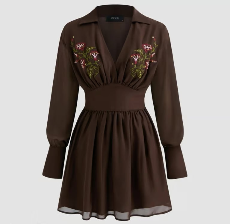 Western Meet Up Brown Mini Dress (Size XL)