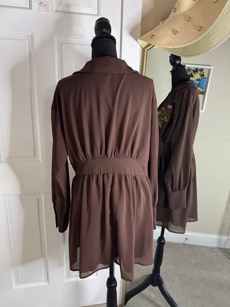 Western Meet Up Brown Mini Dress (Size XL)