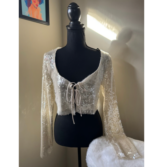 Winter Sparkle Sequin Crop Top